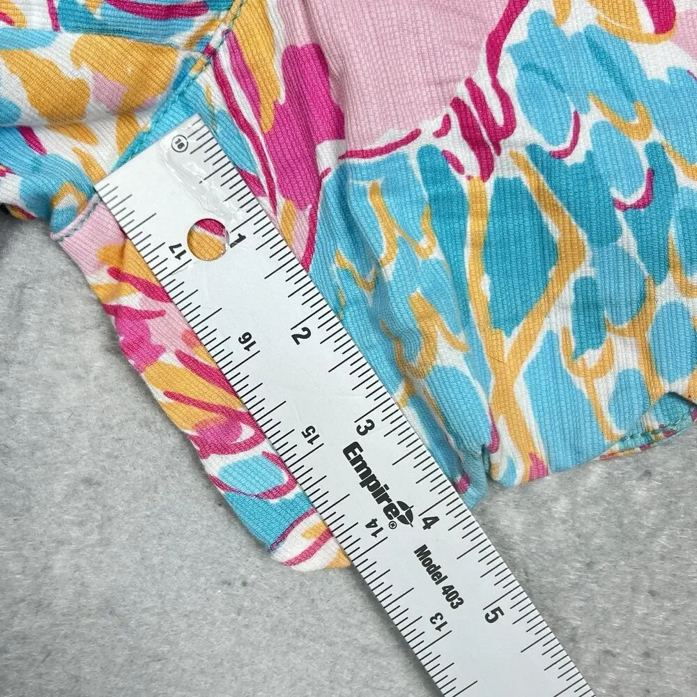 Lilly Pulitzer Buttercup Shorts Women’s 00 Blue Pink Flamingo Scallop Peel Trim